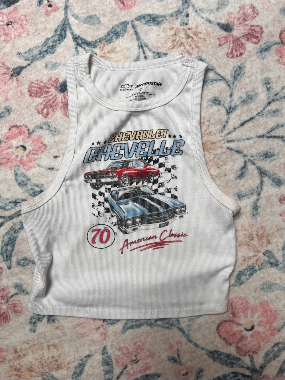 Aeropostale White Kids Tank Top with Red & Blue Chevelle Graphic